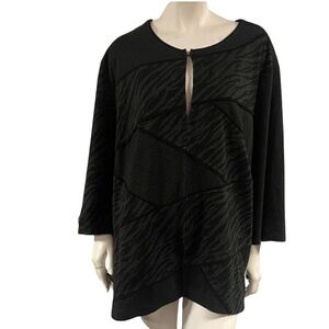 Catherines Black Patterned Women's Top 3X